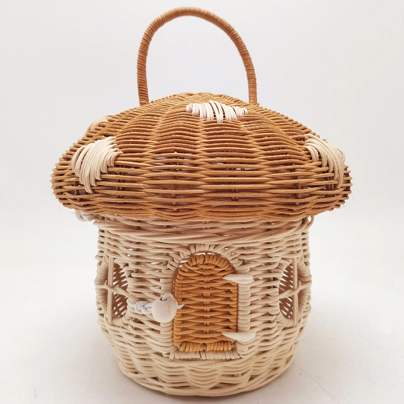 屋外ピクニックバスケットキノコ収納袋籐織バスケットキャンプポ - Rattan Plant Basket のレビューと価格