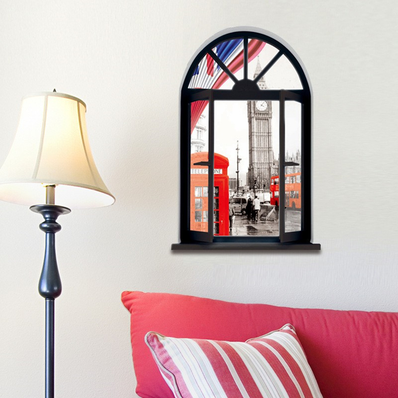 ロンドンシティストリートビュー壁画時計塔電話ボックスウィンド - Home Decor Y2K のレビューと価格