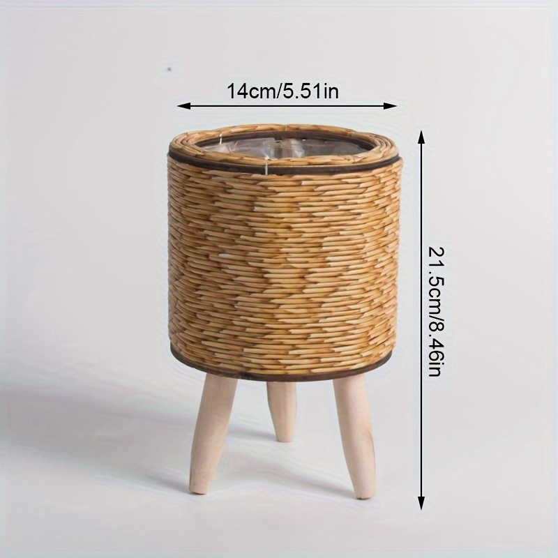 木製の脚が付いた素朴な籐プランター,屋内と屋外の植物用の多用 - Rattan Plant Basket のレビューと価格