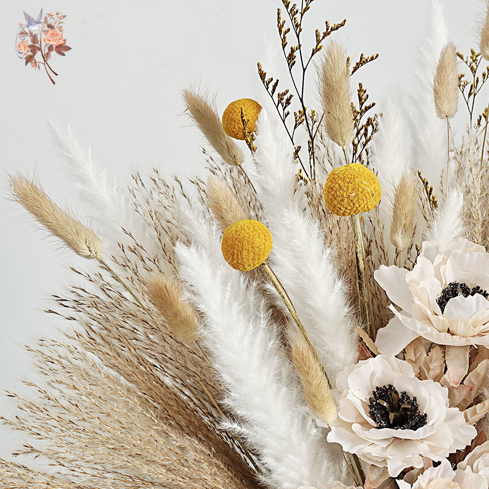 55 個造花花束ふわふわススキミックス偽牡丹モダンラグジュア - Pampas Grass Decor のレビューと価格