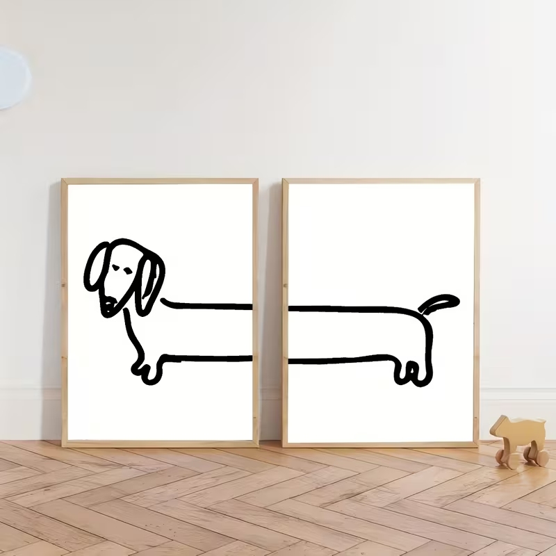 2 個モダンなダックスフント面白い犬ウォールアートプリントキ - Home Decor Theme のレビューと価格