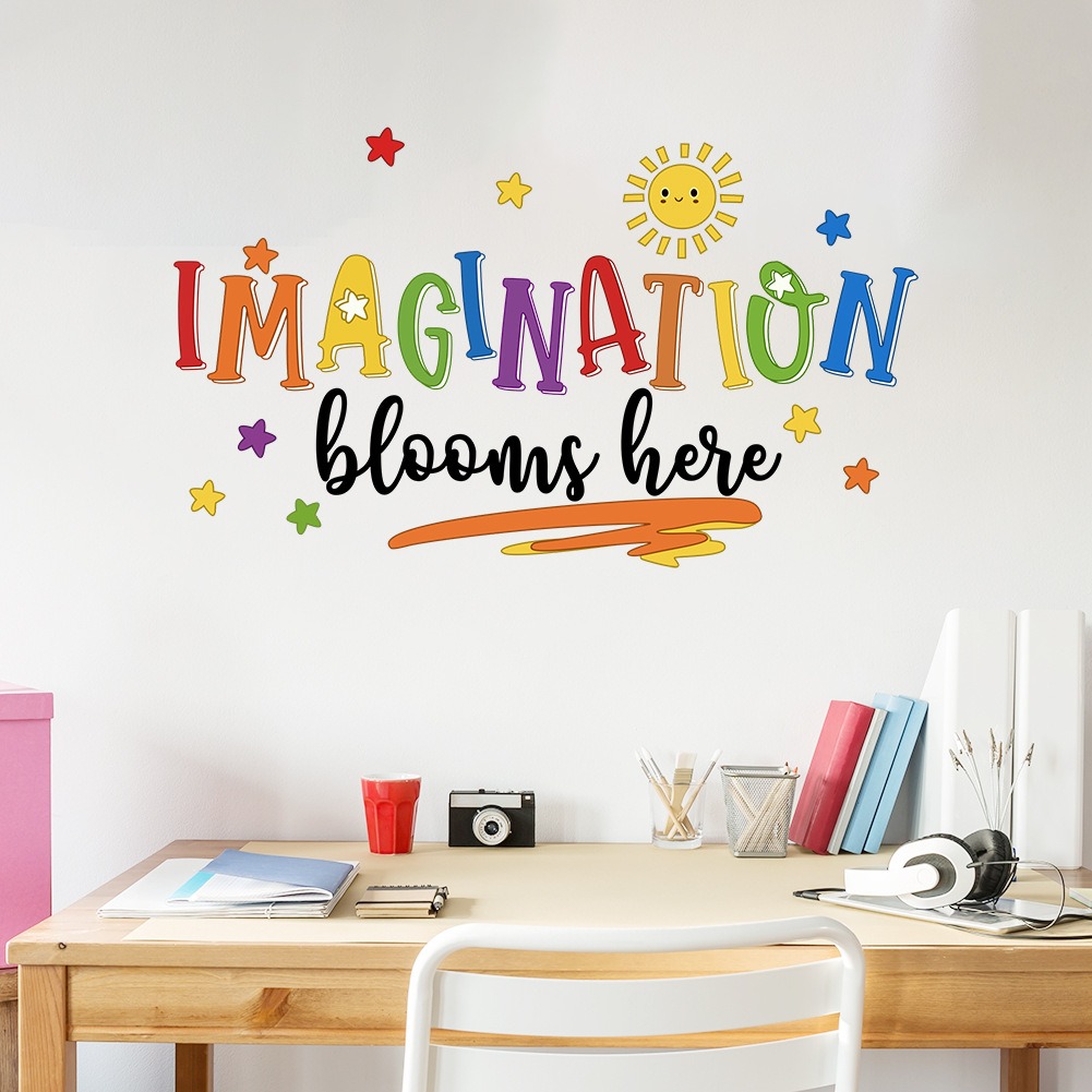 子供部屋の装飾用のカラフルな英語のフレーズのウォールステッカ - Home Decor Indonesia のレビューと価格