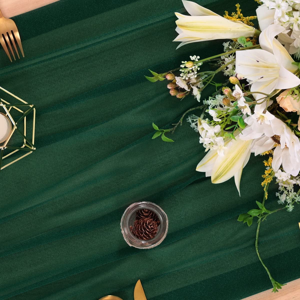 シフォンテーブルランナーヌード薄手の生地シルクウェディングア - Linen Table Runner のレビューと価格