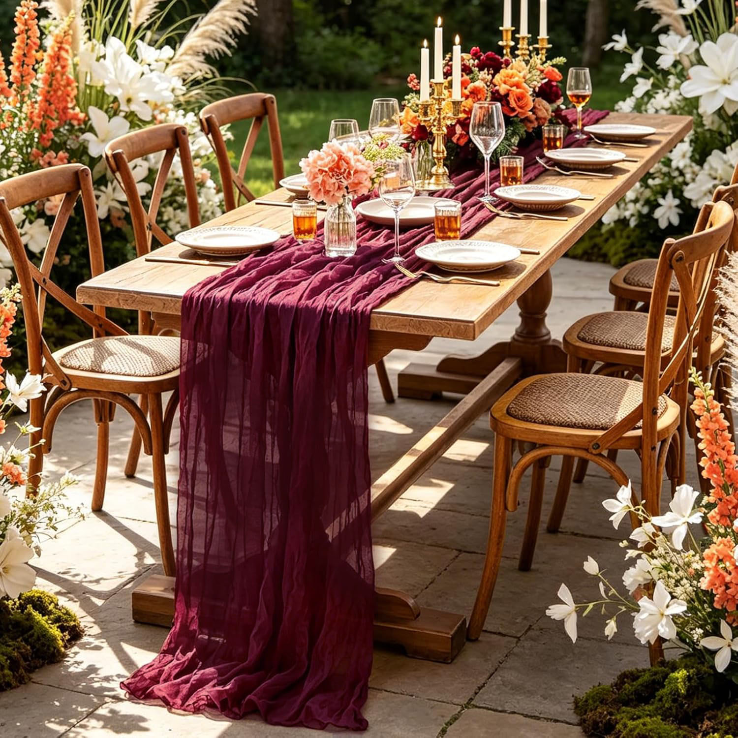 10枚入り チーズクロス テーブルランナー ボヘミアン ウェ - Linen Table Runner のレビューと価格