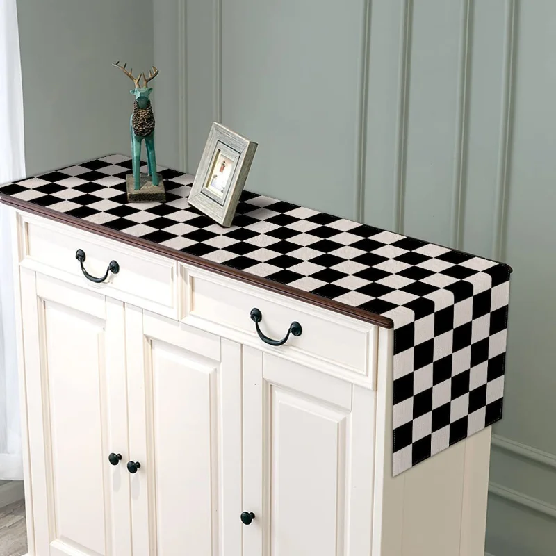 幾何学的なリネンストライプのテーブルランナー、モダンなミニマ - Linen Table Runner のレビューと価格