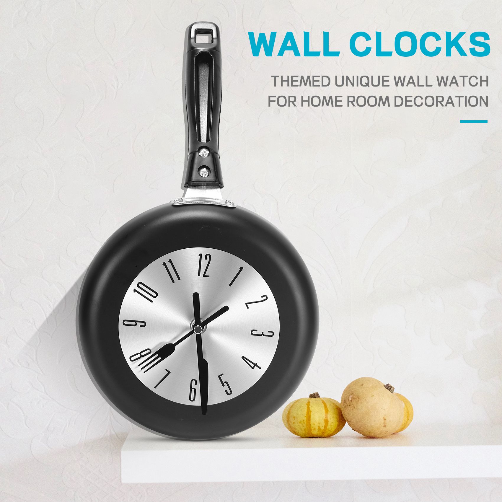 (A95Z) 8インチ フライパンデザイン 壁掛け時計 キッ - Home Decor Theme のレビューと価格