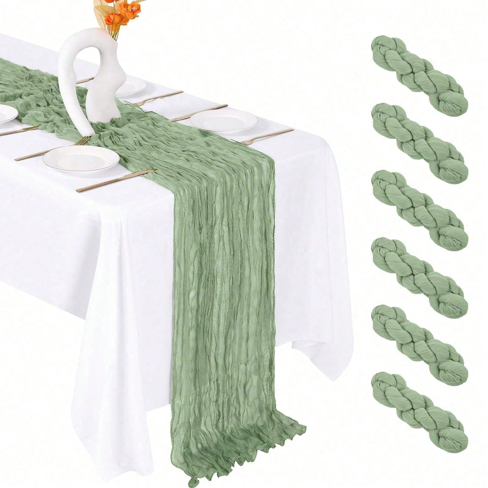 6枚組のチーズクロス製テーブルランナー、ブライダルシャワーや - Linen Table Runner のレビューと価格