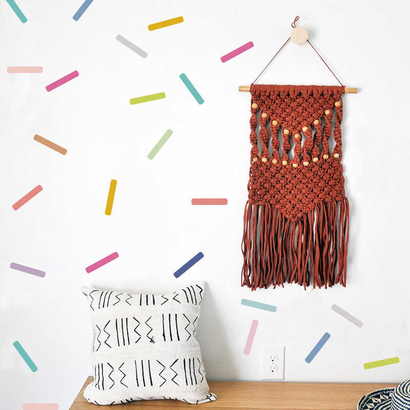 48 個のカラフルなキャンディーストリップ壁ステッカー保育園 - Home Decor Indonesia のレビューと価格