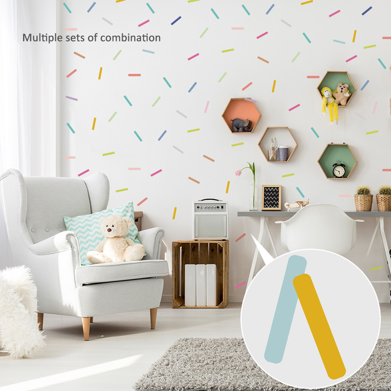 48 個のカラフルなキャンディーストリップ壁ステッカー保育園 - Home Decor Indonesia のレビューと価格