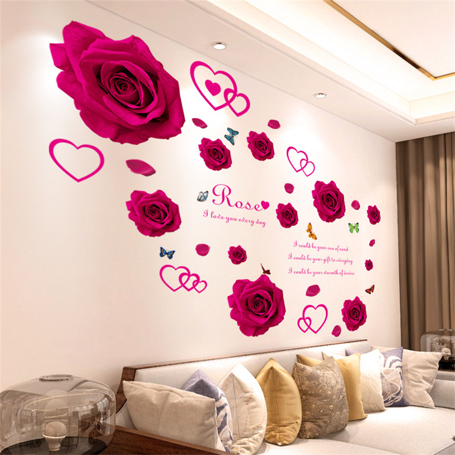 DIY パープルラベンダーリビングルームの壁のステッカーの装 - Home Decor Indonesia のレビューと価格